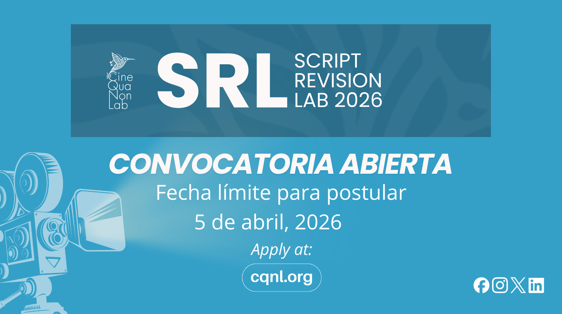 Convocatoria abierta: Script Revision Lab - Cine Qua Non Lab